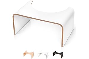 Well Care Taburete de Baño de Madera Blanca - Reposapiés fisiológico de Inodoro para Adulto - Favorece la posición Squatty contra el estreñimiento en el WC