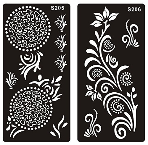 Mehandi Schablonen 10 Sheets Set G Henna Designs zur einmaligen Verwendung für Körper auch für Glitter Tattoo und Air Brush Tattoo geeignet - 2