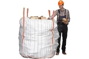 BIGBAGLAND Big Bag 1m³ pour Bois | Sac Big Bag Ventilé capacité 1,5T | Sac pour Bois de Chauffage | Lot de 5 sacs