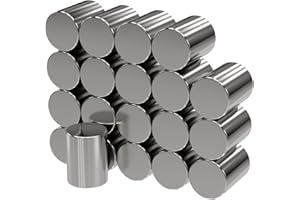 MAGNETE.COM 20 x magnes neodymowy, srebrny, bardzo mocny, długi, średnica pręcika: 6 mm x 8 mm, 20 magnesów neodymowych, mocne magnesy magnetyczne, silne magnesy, super magnes