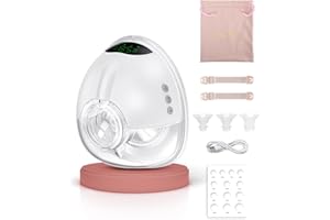 LULIA Wearable Electric Breast Pump, Breast Pump Hands Free, 4 Modes & 9 Levels, Portable, Rechargeble, Painless, Low Noise, BPA Free, 17/19/21/24MM Flanges (1 Pack)