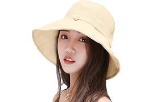 Yuccer Sombreros de Sol Mujer Plegable Algodón Sombrero Playa Verano Protección UV Gorro de Pescador de ala Ancha Sun Hat Women for Jardinería Trekking Viaje