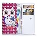 Produktbild Handytasche / Handyhülle inklusive Brieftasche mit Kreditkartenfächern für HTC One M7 & M8 , Desire 510 610 Eye , Huawei Ascend G610 G620s G630 G700 G750 P7 G7 , LG G3 E986 Optimus G Pro G Pro Lite Dual Simeinsame Eule