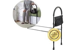 OrtoPrime Maniglia da Comodino Confort – Barriera di Sicurezza per Adulti – Sponda Laterale con Porta Riviste – Impugnatura Imbottita – Aiuto per Alzarsi dal Letto Anticaduta Nera