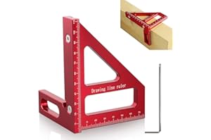 Prmape Transportador Cuadrado para Carpintería Reglas, Regla de Medición Multiángulo 3D, Regla Triangular de Inglete de Aluminio de 45/90 Grados para Carpintero