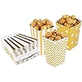 KASTWAVE 36 pcs Popcorn Boxes Holders Containers Cardboard Candy Container Snack Paper Bags for Movie Theater Dessert Tables Wedding Favors, Gold