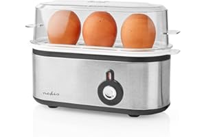 Nedis Compact Electric Egg Cooker Boiler, 210W, for up to 3 Eggs - Silver