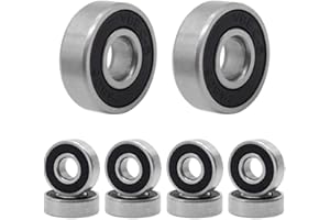 FEBBYA Rodamientos de Skate,608 RS Cojinetes de Patines 10 Pack Doble Rodamientos Metal Cojinetes de Skateboards Longboard para Fidget Spinner Proyecto de impresión en 3D Patinetas 608 ZZ ABEC-9 8mm Negro