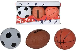 Simba - Be Active - Set 3 Ballons - Foot, Basket, Football Américain - Diamètre 9-10cm - 107352005