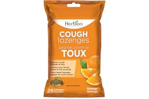 Herbion Naturals Cough Lozenges with Natural Orange Flavor, Soothes Sore Throat, for Adults and Children 12 Years and Above, 25 Lozenges