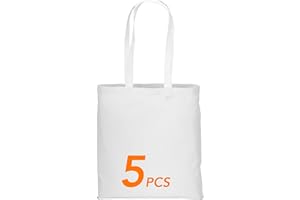 Artexia Bolso Shopper Mujer Bolso Shopper Algodón The Tote Bag Bolsa de Tela Bolsa de Lona Lona Bolsa, Color blanco., 5 Pack