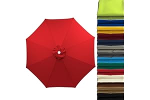 WOGTITYI 2 m 2.7 m 3.0 m Parasol Replacement Cover 6 Struts 8 Struts Patio Umbrella Canopy Fabric Cover Garden Umbrella Replacement Canopy for Cantilever Parasol, Yard, Garden, Beach, Pool (Thickness: Red,