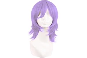 MapofBeauty 14 Pollic/35 cm Corto Cosplay Costume Anime Parrucche Wolf Tail Sintetico Capelli Party Parrucche (Leggero Viola)