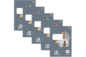 Staufen Style Bloc scolaire LIN 28-5 blocs de 50 feuilles, DIN A4, 70 g/m², quadrillé avec marges (5 mm), 4 perforations