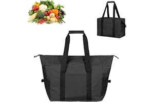Vikbar 20 L kylväska med hårt foder, isolerade shoppingväskor för fryst mat, stor lunchväska, bärbar läckagesäker termisk picknickväska för strand, camping, grillning, utomhusaktiviteter, skola och