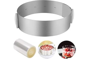 ZITFRI Cercle a Patisserie Reglable Cercle Gateau Extensible Ø 16-30cm Cercles Entremet Rond INOX Moule Fraisier Mousse Dessert avec Collier à Gâteau