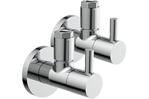 Kirchhoff 98166110-2 Design Universal Eckventil 2er-Set mit Schnellverschluss, Doppelpack Eckregulierventil für Kalt- und Warmwasserleitungen, Chrom
