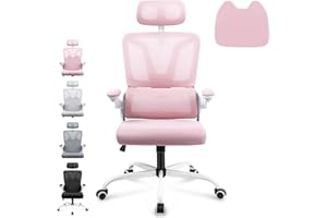 Ferghana Silla de oficina ergonómica, silla de escritorio con soporte lumbar, reposabrazos ajustable, reposacabezas, altura regulable, transpirable, silla de ejecutivo, silla de oficina, silla de