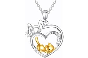 Luckimoli Cute Cat Necklace for Girls Boys Cat Heart Pendant Necklaces Gifts Jewelry Gifts for Girls Daughter Boys Son Granddaughter Niece Birthday Christmas