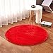 Produktbild linyingdian 100cm (3,2-Feet) Runde Teppiche super weich Wohnzimmer Schlafzimmer Home Shag Teppich (Rot)