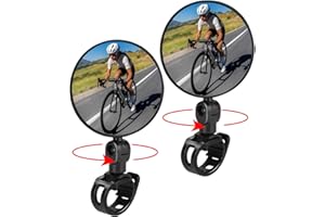 Garegce Bike Mirror, 2pcs Bicycle Rear View Mirrors 360°Adjustable HD Glass Convex Lens bike side mirror for Mountain Road Bike Scooter Electric Bikes - Style 1 - Black