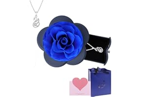 FIMAGO Preserved Real Rose with I Love You Necklace in 100 Languages Large Eternal Rose Gifts for Her for Wedding Anniversary Birthday Valentine's Day Mother's Day (YMY-DIA_S-FBB12)