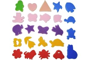 Dazzluxe - Set di 24 spugnette di diverse forme per pittura – timbri colorati con motivi – strumenti per fai da te e artigianato, per bambini