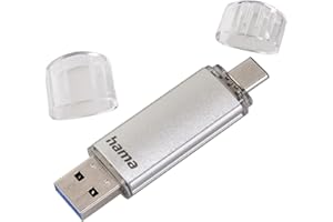 Hama C-Latea Pendrive Pamięć USB Type-C i USB 3.1/3.0, 128GB, Szybki Prędkość Zapisu i Odczytu 40 MB/s, Kompaktowy Rozmiar, Srebrny