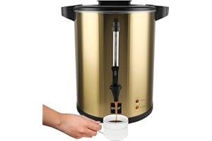 Valgus percolateur cafe professionnel 135 tasses 20L commercial acier inoxydable or double paroi grande urne à café pour les fêtes, bureaux, mariages et événements de restauration