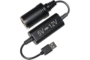 KUNCAN KC CABLE 5V USB A Male to 12V Car Cigarette Lighter Socket Female Step Up voltage Converter Cable, USB Charge port Converter Power From 5v to 12v for GPS, Dash cam