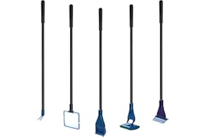 TOWEAR 5-in-1 Aquarium-Reinigungsset – Fischnetz, Kiesrechen, Pflanzengabel, Schaber, Schwamm, Griff, Verbindungsstück, Reinigungswerkzeug-Set (5-in-1)