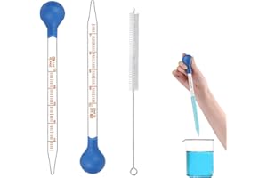 BIPL 2 Stück Glas Pipetten Dropper, 10ml Tropfpipette, Measuring Pipettierer, Flüssigkeiten Messpipette, mit Gummi-pipettierball und Reinigungsbürste, für Labor Medizin Schule Lebensmittel Forschung