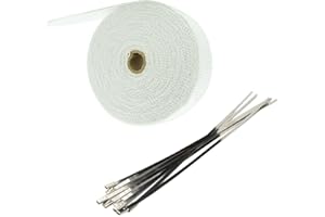 Mintice 5CM X 5M Fiberglass Roll White Racing Exhaust Header Pipe Wrap Tape 6 Ties Car