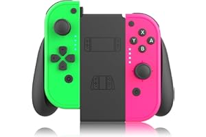 Vinkarpe Switch Controller, 2er-Set Wireless Controller für Switch/OLED/Lite mit 6-Axis Groscope/Dual Vibration/Aufweckfunktion, mit Switch Joy-C-Aufladehalterung, Plug-and-Play - Rosa und Grün