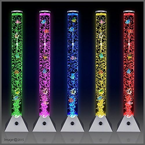 Novelty RGB Colour Changing LED Bubble Lamp Tube Floor Tower Sensory Mood Light (120cm with Fish).