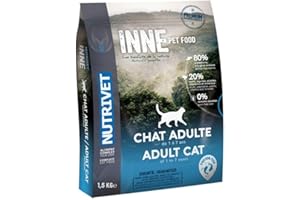 NUTRIVET - INNE Chat - Croquettes sans Céréales - Chat Adulte - Poisson - 80% d'ingrédients d'origine Animale - 1,5 kg