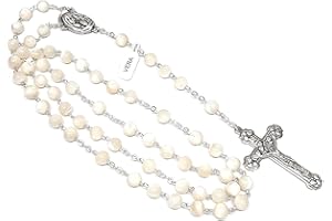 DELL'ARTE Articoli Religiosi, Rosario Vera Madreperla 7mm Prima Scelta, Completo di scatolina portarosario