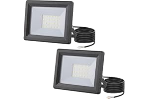 lNGRIKT 20W Led Floodlight Outdoor, Super Bright 2000 Lumen LED Security Lights, IP65 Waterproof, 6500K Cool White Outdoor Flood Light with 1.5M Wire for Doorways Garden Garages, 2 Pack