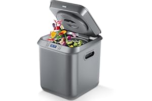 TORIMFE Compostador eléctrico para cocina: contenedor de abono inteligente para exteriores/interiores, sin olor/limpieza automática/pantalla LED inteligente, contenedor de compostaje automático de basura de