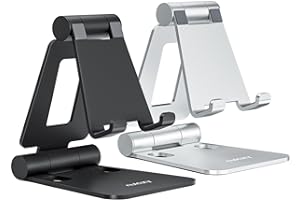 NULAXY 2 Stück Dual Faltbarer Handy Ständer: Verstellbar Handy Halterung Halter für Schreibtisch, Kompatibel mit iPhone 16 15 14 13 12 11 Pro Max Xs Xr X, Huawei, Galaxy, alle Handys, Schwarz & Silber