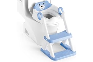 Rabb 1st Adaptador Wc Niños, Plegable Portatil Infantil Asiento Inodoro, Inodoro de Entrenamiento 2 en 1 para Niños, Cojín Antideslizante y Antisalpicaduras, Taburete de Escalera