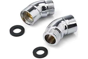 Moollyfox 2 adaptadores de ducha de mano, adaptador de cabezal de ducha de 135 grados, ángulo ajustable, adaptador universal de manguera de ducha de 1/2 pulgadas con arandelas, codo para ducha de
