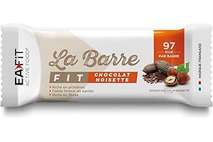 EAFIT LA BARRE FIT - Chocolat Noisette - 28 g - 33% de protéines - 98 Kcal par barre - Riche en protéines - Faible teneur en sucres - Riche en fibres