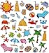 Price comparison product image 42 tlg. Set Sticker / Aufkleber - Urlaub Sommer Strand Meer Badeurlaub Wasser Beach Krebs Fische