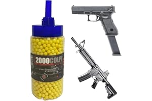 L&J Confezione 2000 Pallini per Softair 6mm 0,12 gr Pallini per Pistola Fucile Mitra Pallini Soft Air Precisione e Alta Qualità con Beccuccio per Ricarica Rapida Biberon da 2000 Colpi,colori assortiti
