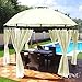 Produktbild Pavillon Rund, Groten Luxus Hochwertiges Wasserdicht Polyester 350 cm Gartenzelt mit 6 Vorhängen für Party und Oktoberfest Farbwahl (Creme)