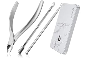 JINYOMFLY Tronchesino Cuticole con Spingi Cuticole,Manicure Cuticola Cutter Set Pedicure,Tagliaunghie Rimuovere Pipita Pelle Morta per uso domestico o per salone (Argento 3 pezzi)