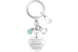 Krifton Regalo iniziale ispiratore del portachiavi,Argento Cuore Pendente ciondolo 26 Lettera A-Z Portachiavi Per Figlia Figlio Sorelle Amici Mamma promemoria Accessori