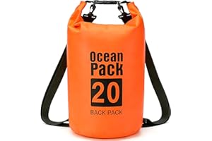 PQETBV Bolsa Estanca, 20L Bolsa Impermeable Mochila Estanca, Bolsa Seca con Correa de Hombro Ajustable para Barcos, Kayak, Pesca, Rafting, natación, Camping, Snowboard