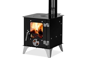 ECOfoxx Outdoor-Ofen TINY mit Herdplatte, Zeltofen, Terrassenofen, Camping Ofen, Outdoor-Kamin, Gartenofen